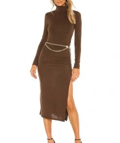 Cheapest 👏 Camila Coelho Benita Midi Dress 👗 In Brown 👍