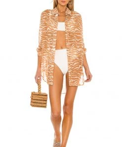 Outlet ✔️ Camila Coelho Myla Shirt Dress 👗 In Brown Zebra 🔔