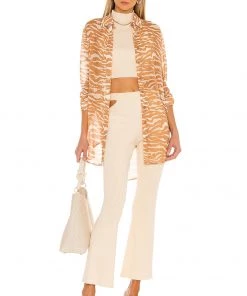 Outlet ✔️ Camila Coelho Myla Shirt Dress 👗 In Brown Zebra 🔔 -Camila Coelho Store COEL WD127 V4