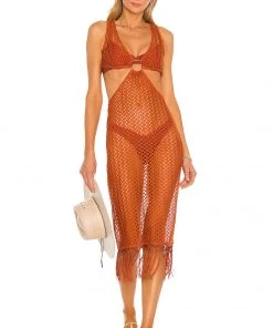 New 🧨 Camila Coelho Landry Midi Dress 👗 In Rust 🔥