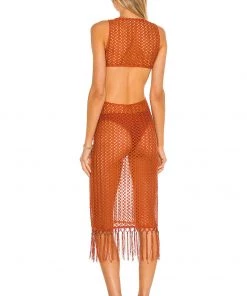 New 🧨 Camila Coelho Landry Midi Dress 👗 In Rust 🔥 -Camila Coelho Store COEL WD139 V3