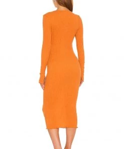 Promo 🛒 Camila Coelho Naya Midi Dress 👗 In Sunset Orange 🔥 -Camila Coelho Store COEL WD143 V3