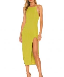 New ⭐ Camila Coelho Shelly Midi Dress 👗 In Yellow Green ⌛