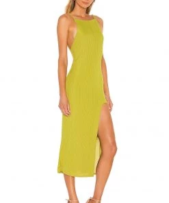 New ⭐ Camila Coelho Shelly Midi Dress 👗 In Yellow Green ⌛ -Camila Coelho Store COEL WD152 V2