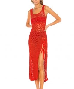 Flash Sale ❤️ Camila Coelho Athena Crochet Dress 👗 In Coral Red 🔥 -Camila Coelho Store COEL WD15 V2