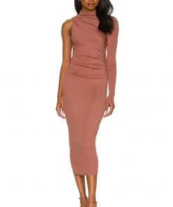 Best deal 💯 Camila Coelho Nami Midi Dress 👗 In Brick Mauve ❤️