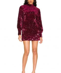 Best Pirce 😀 Camila Coelho Jezabel Mini Dress 👗 In Burgundy 🔥 -Camila Coelho Store COEL WD177 V4