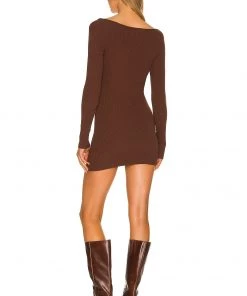 Promo 👍 Camila Coelho Ciara Sweater Dress 👗 In Chocolate 🌟 -Camila Coelho Store COEL WD180 V3