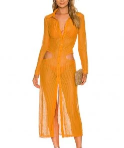 Cheap 😍 Camila Coelho Gigi Maxi Dress 👗 In Rustic Orange 🌟