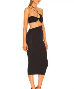 Best Sale 👏 Camila Coelho Luciana Midi Dress 👗 In Black 🎁 -Camila Coelho Store COEL WD188 V2