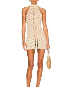 Best deal 🎉 Camila Coelho Lyssa Hand Crochet Halter Mini Dress 👗 In Sand 👍
