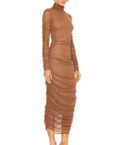 Discount 🛒 Camila Coelho Joelle Midi Dress 👗 In Brown 🎁 -Camila Coelho Store COEL WD207 V2