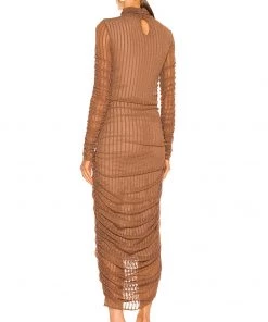 Discount 🛒 Camila Coelho Joelle Midi Dress 👗 In Brown 🎁 -Camila Coelho Store COEL WD207 V3