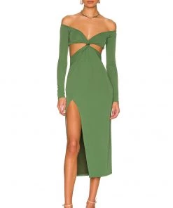 Hot Sale 🔔 Camila Coelho Maeve Midi Dress 👗 In Basil Green ⌛
