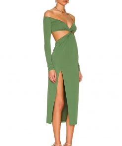 Hot Sale 🔔 Camila Coelho Maeve Midi Dress 👗 In Basil Green ⌛ -Camila Coelho Store COEL WD216 V2