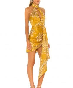 Outlet 😍 Camila Coelho Antonia Mini Dress 👗 In Gold Tropical 🧨 -Camila Coelho Store COEL WD37 V2