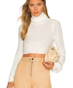 Promo 🧨 Camila Coelho Cesare Cropped Sweater In White ❤️