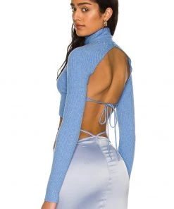 Discount 🧨 Camila Coelho Meriam Tie Back Sweater In Baby Blue ✨
