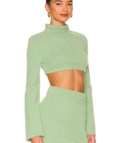 Discount 🔔 Camila Coelho Raquel Cropped Sweater In Light Green 👏 -Camila Coelho Store COEL WK66 V3