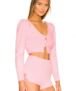 Wholesale 😀 Camila Coelho Genevieve Pearl Cardigan In Baby Pink ⭐ -Camila Coelho Store COEL WK70 V3