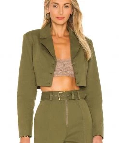 Best deal ✔️ Camila Coelho Leticia Jacket In Olive Green 🔔 -Camila Coelho Store COEL WO20 V2