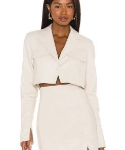 Best Sale 👏 Camila Coelho Tessa Crop Blazer In Nude 💯