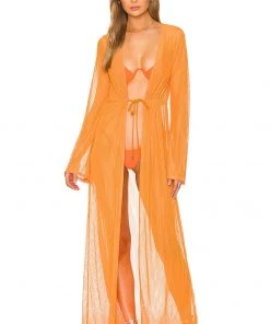 Discount 🌟 Camila Coelho Nikki Robe In Rustic Orange 👍 -Camila Coelho Store COEL WO26 V2