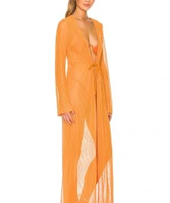 Discount 🌟 Camila Coelho Nikki Robe In Rustic Orange 👍 -Camila Coelho Store COEL WO26 V3