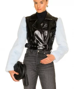 Best Sale 🔥 Camila Coelho Florencia Moto Jacket In Black & Blue ❤️ -Camila Coelho Store COEL WO31 V2