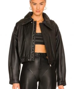 Hot Sale 👍 Camila Coelho Raven Leather Jacket In Black ⭐