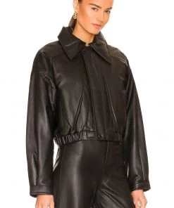 Hot Sale 👍 Camila Coelho Raven Leather Jacket In Black ⭐ -Camila Coelho Store COEL WO34 V3