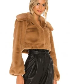 Best reviews of 🤩 Camila Coelho Cleobella Cropped Faux Fur Jacket In Light Walnut ✨ -Camila Coelho Store COEL WO4 V3