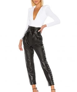 Deals 🤩 Camila Coelho Cady Leather Pant In Black 🛒 -Camila Coelho Store COEL WP15 V5