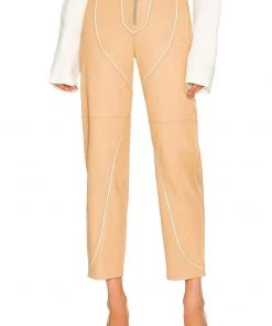 Top 10 😀 Camila Coelho Yuri Leather Pants In Tan 🎁