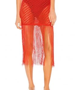 Best Pirce ⭐ Camila Coelho Ipanema Crochet Skirt In Coral Red 🌟