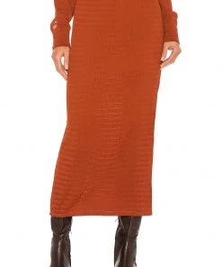 Cheap 🌟 Camila Coelho Nicki Midi Skirt In Brick 😍