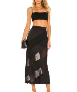 Wholesale ⌛ Camila Coelho Joseline Midi Skirt In Black ✔️ -Camila Coelho Store COEL WQ47 V4