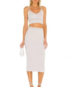 Promo 👏 Camila Coelho Gabby Midi Skirt In Ice Blue ❤️ -Camila Coelho Store COEL WQ56 V4