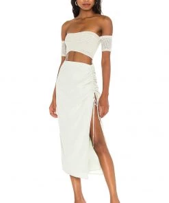 Best Sale 👍 Camila Coelho Eden Midi Skirt In Sage 👍 -Camila Coelho Store COEL WQ61 V4