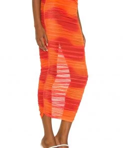 Top 10 🤩 Camila Coelho Kelly Maxi Skirt In Orange Tie Dye 🎉 -Camila Coelho Store COEL WQ65 V2