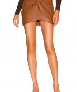 Cheapest 😍 Camila Coelho Danielle Leather Mini Skirt In Brown 🎉