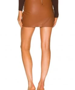 Cheapest 😍 Camila Coelho Danielle Leather Mini Skirt In Brown 🎉 -Camila Coelho Store COEL WQ80 V3