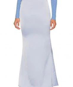 Promo ✔️ Camila Coelho Jaida Maxi Skirt In Dusty Blue 👍