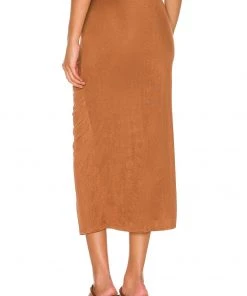 New 🤩 Camila Coelho Janelle Midi Skirt In Chestnut Brown ✔️ -Camila Coelho Store COEL WQ92 V3