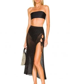 Hot Sale 🤩 Camila Coelho Offshore Midi Skirt In Black 🔔 -Camila Coelho Store COEL WQ93 V4