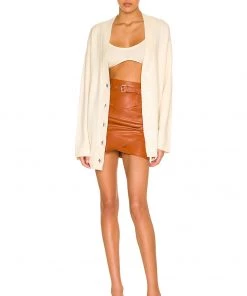Promo 😀 Camila Coelho Cami Leather Skirt In Chestnut Brown 🛒 -Camila Coelho Store COEL WQ94 V4