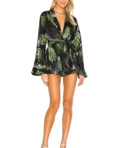 Flash Sale 🔔 Camila Coelho Amelia Romper In Black Palm 👏