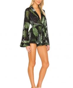 Flash Sale 🔔 Camila Coelho Amelia Romper In Black Palm 👏 -Camila Coelho Store COEL WR5 V2