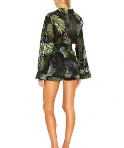 Flash Sale 🔔 Camila Coelho Amelia Romper In Black Palm 👏 -Camila Coelho Store COEL WR5 V3