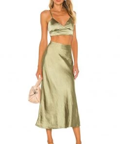 Discount 😍 Camila Coelho Michelle Crop Top In Sage 🧨 -Camila Coelho Store COEL WS104 V4